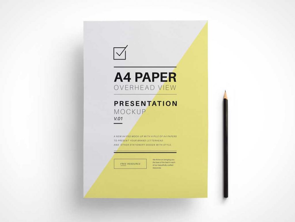 Free A4 Overhead Paper PSD Mockup