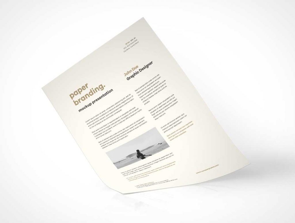 Free A4 Paper Branding PSD Mockup Letterhead Presentation