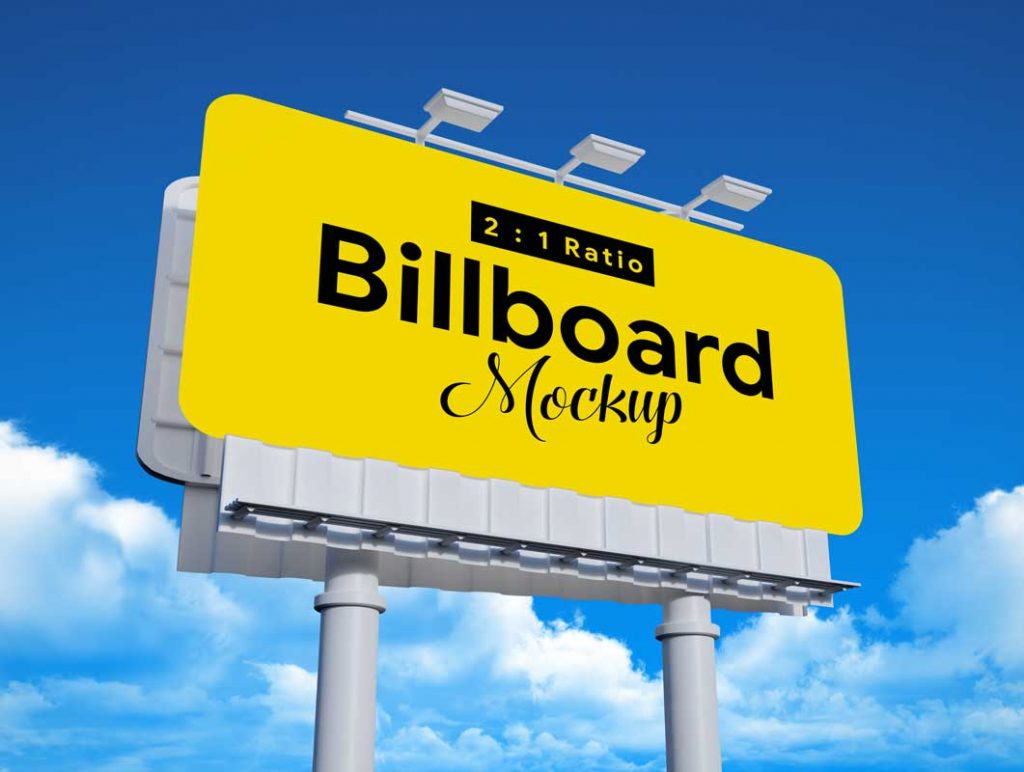 Free Advertising Outdoor Landscape Billboard Lights PSD Mockup