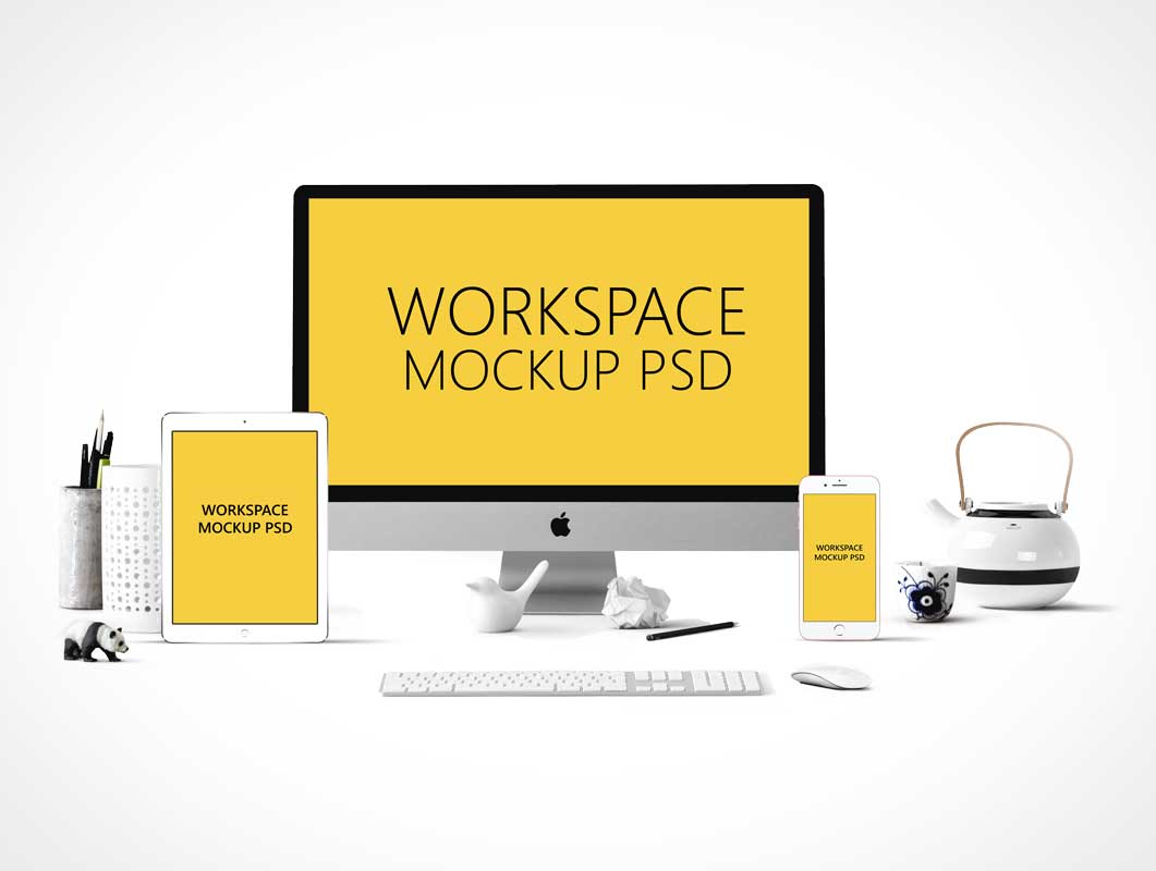 Free Apple Centric Office Workspace PSD Mockup