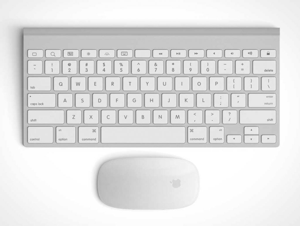 Free Apple Keyboard And Mouse Top View PSD Mockup