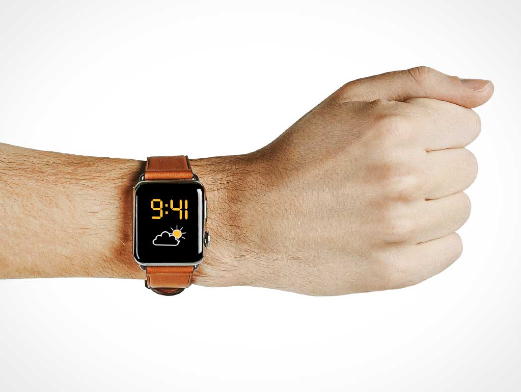 Free Apple Watch Leather Wrist Band PSD Mockup