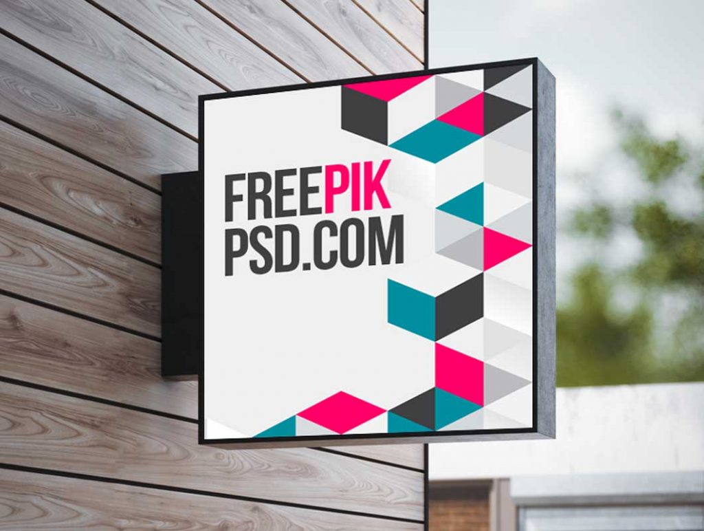 Free Backlit Outdoor Square Sign PSD Mockup