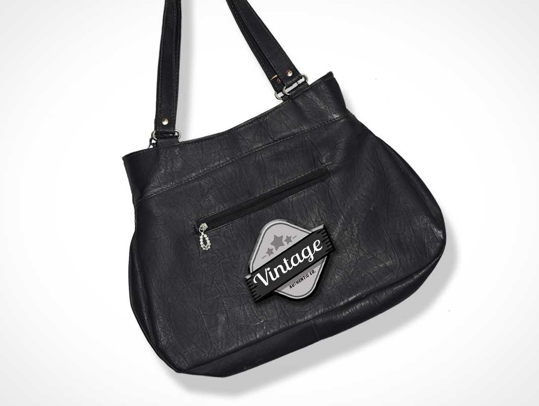 Free Bag Branded Logo Made Of Vintage Leather PSD Mockup