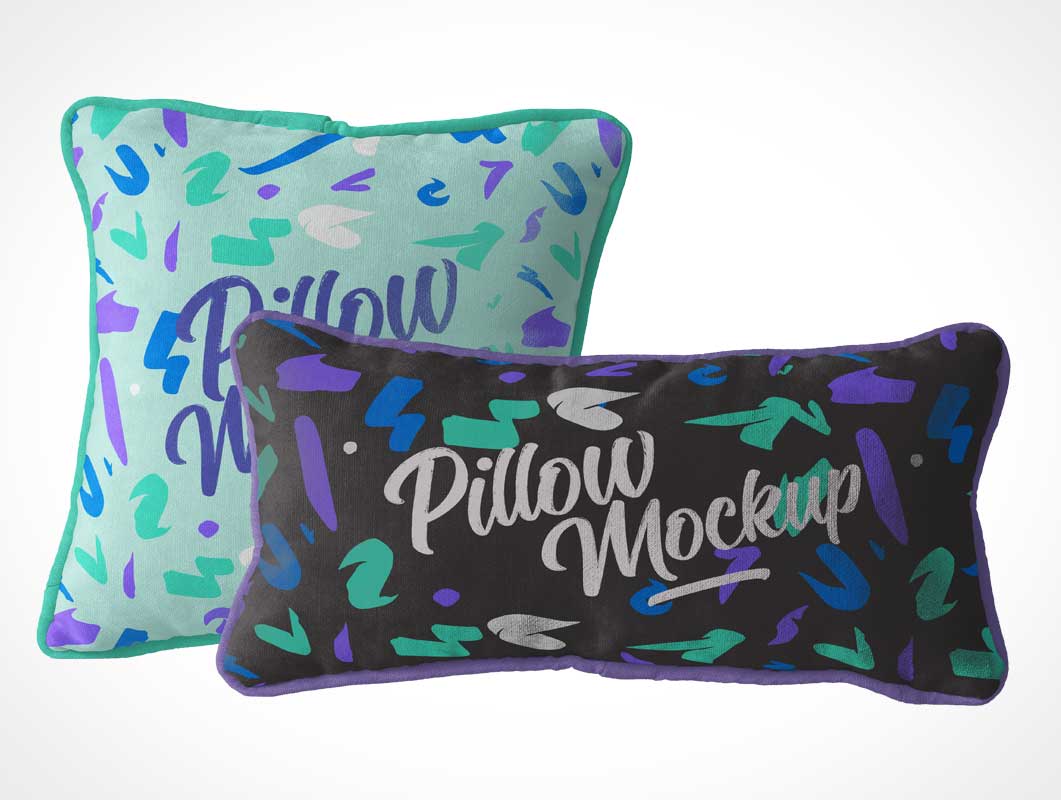 Free Bedroom Throw Pillow Pair PSD Mockup