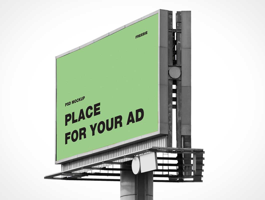 Free Bi Directional Outdoor Billboard Advertising PSD Mockup