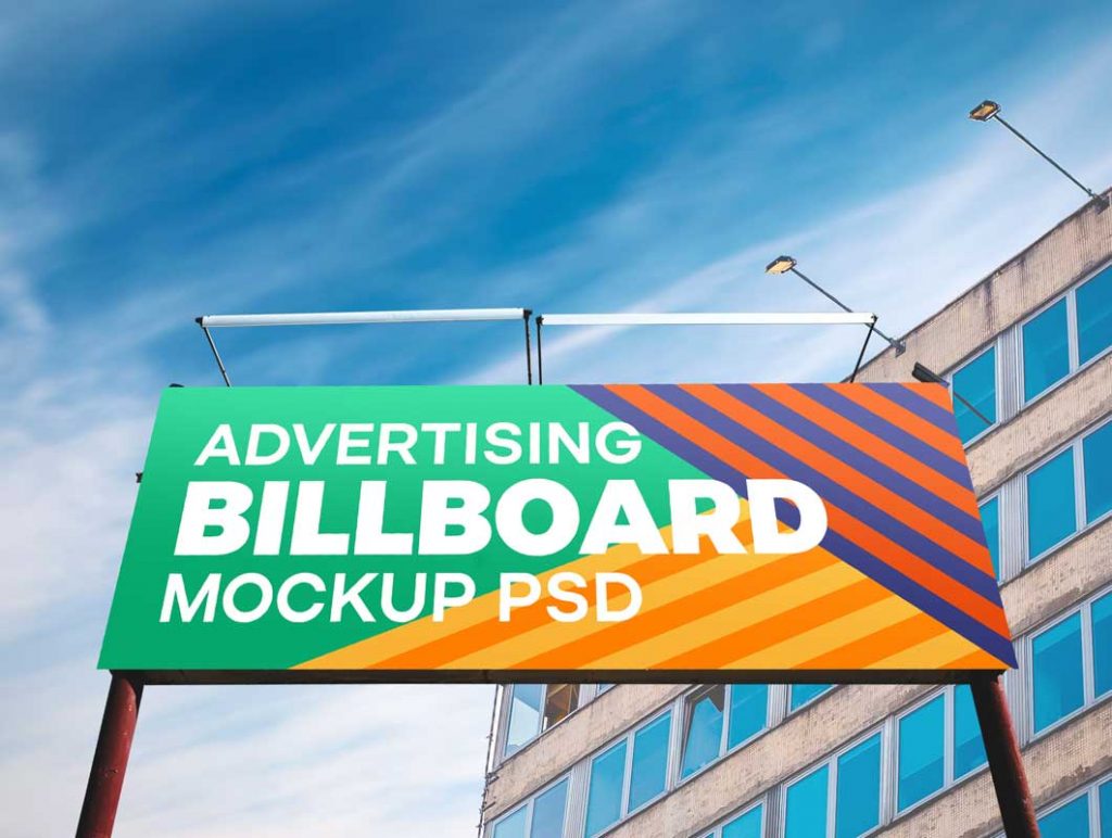 Free Billboard Outdoor Advertising Landscape Orientation PSD Mockup