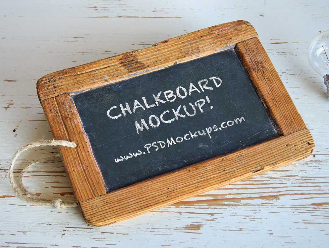 Free Black Chalkboard Wood Frame PSD Mockup