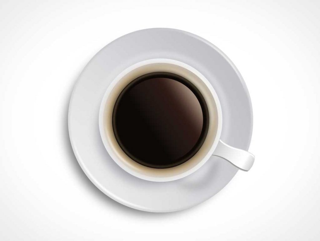 Free Black Coffee PSD Mockup Ceramic Cup And Saucer Top View