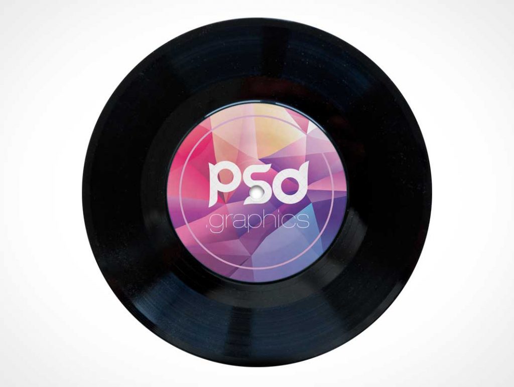 Free Black Vinyl Music Record PSD Mockup