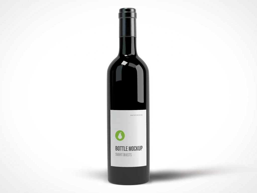 Free Black Wine Bottle Photo Realistic PSD Mockup