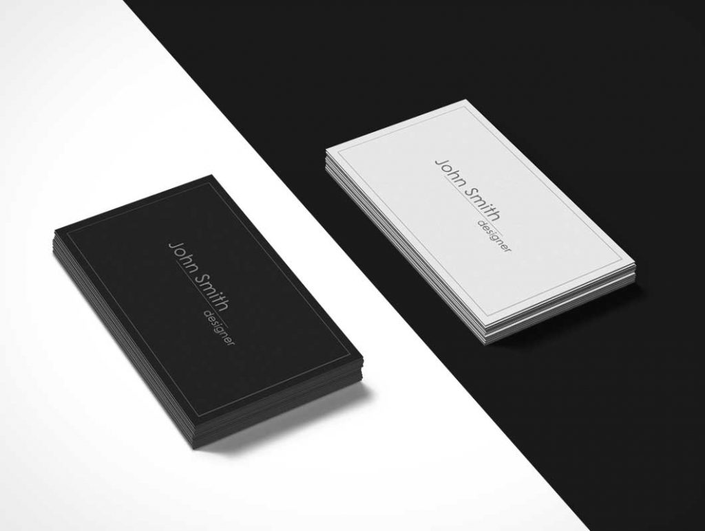 Free Black And White Business Cards PSD Mockup