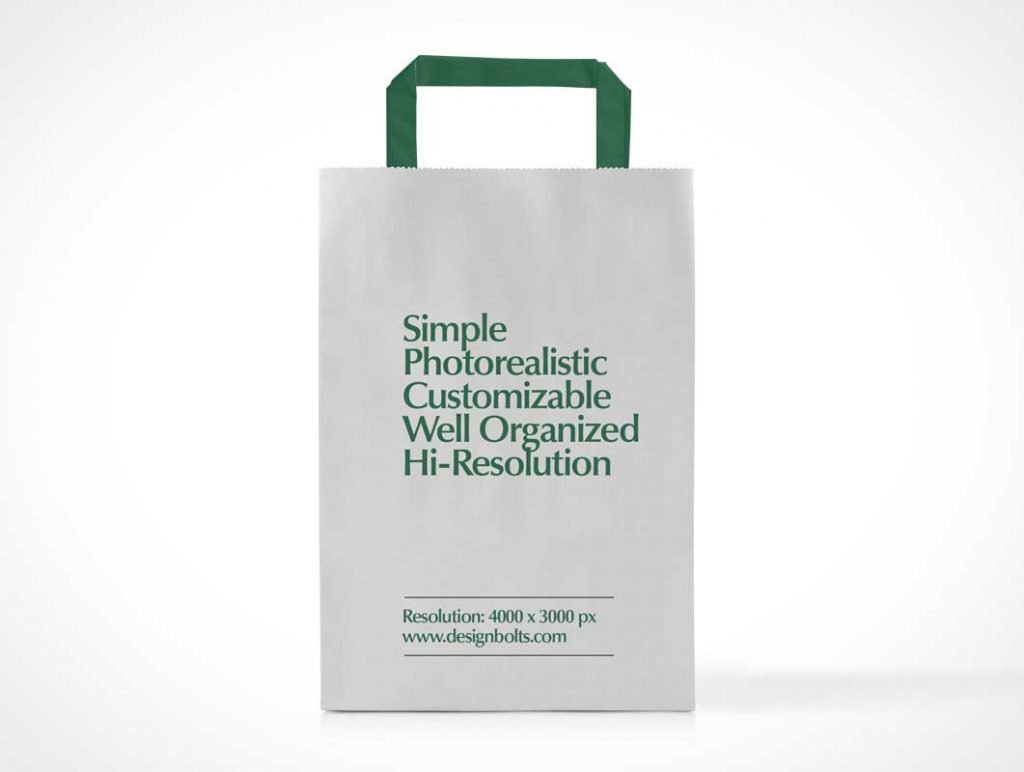 Free Boutique Paper Shipping Bag Front PSD Mockup