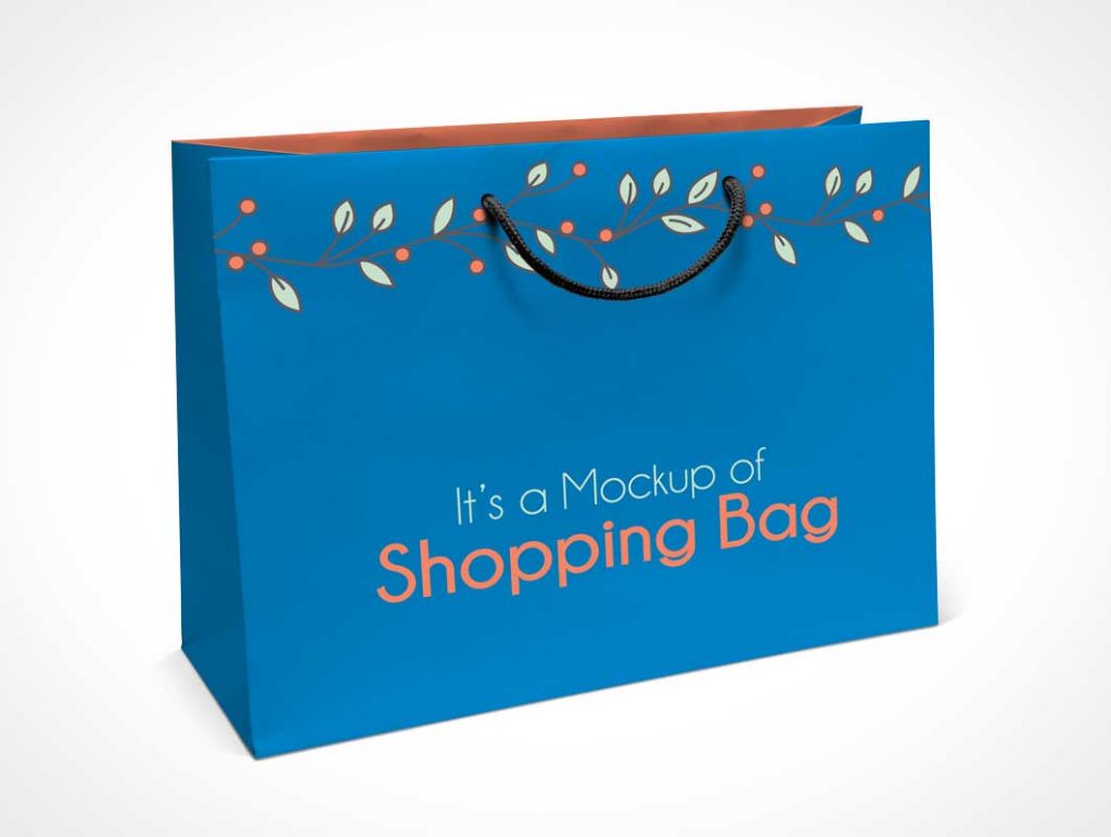 Free Boutique Paper Shopping Bag Rope Handle PSD Mockup