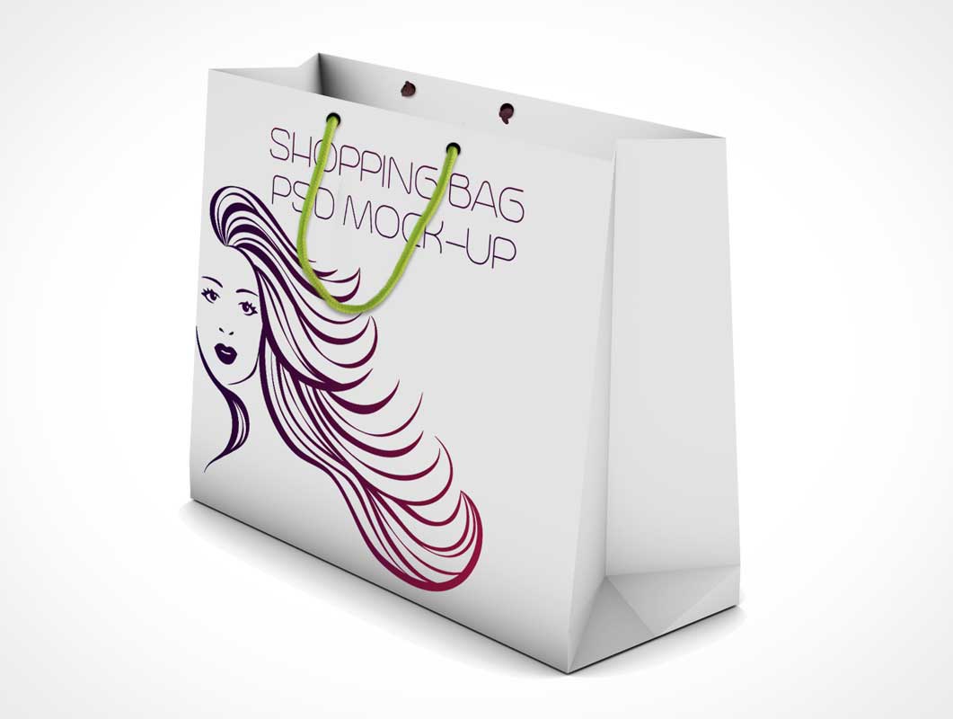 Free Boutique Shopping Bag PSD Mockup Standing With Carry Handles