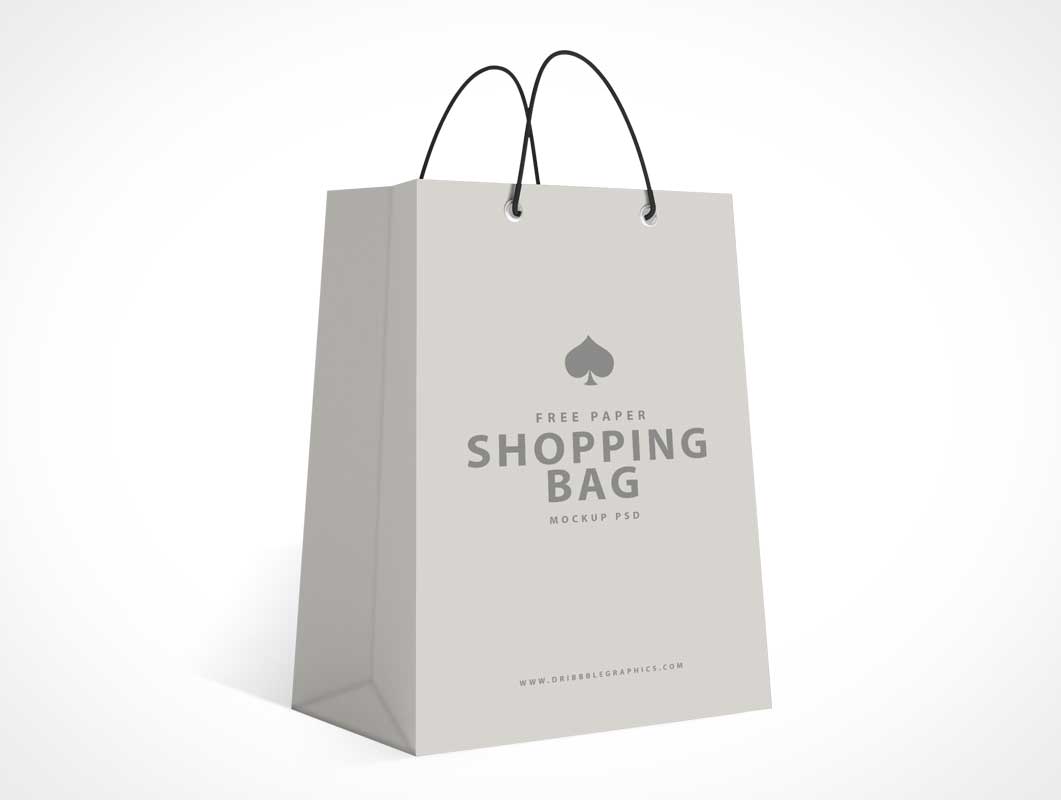 Free Boutique Style Shopping Bag String Carry Handles PSD Mockup