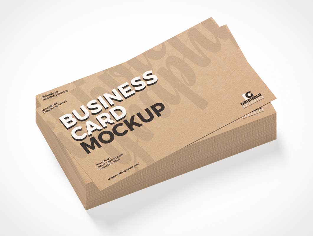 Free Branded Business Card Stack PSD Mockup