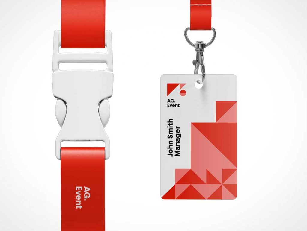 Free Branded Event Show ID Lanyard PSD Mockup