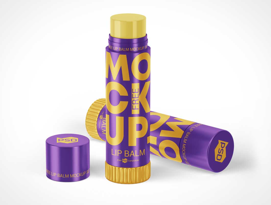 Free Branded Lip Balm Tube PSD Mockup