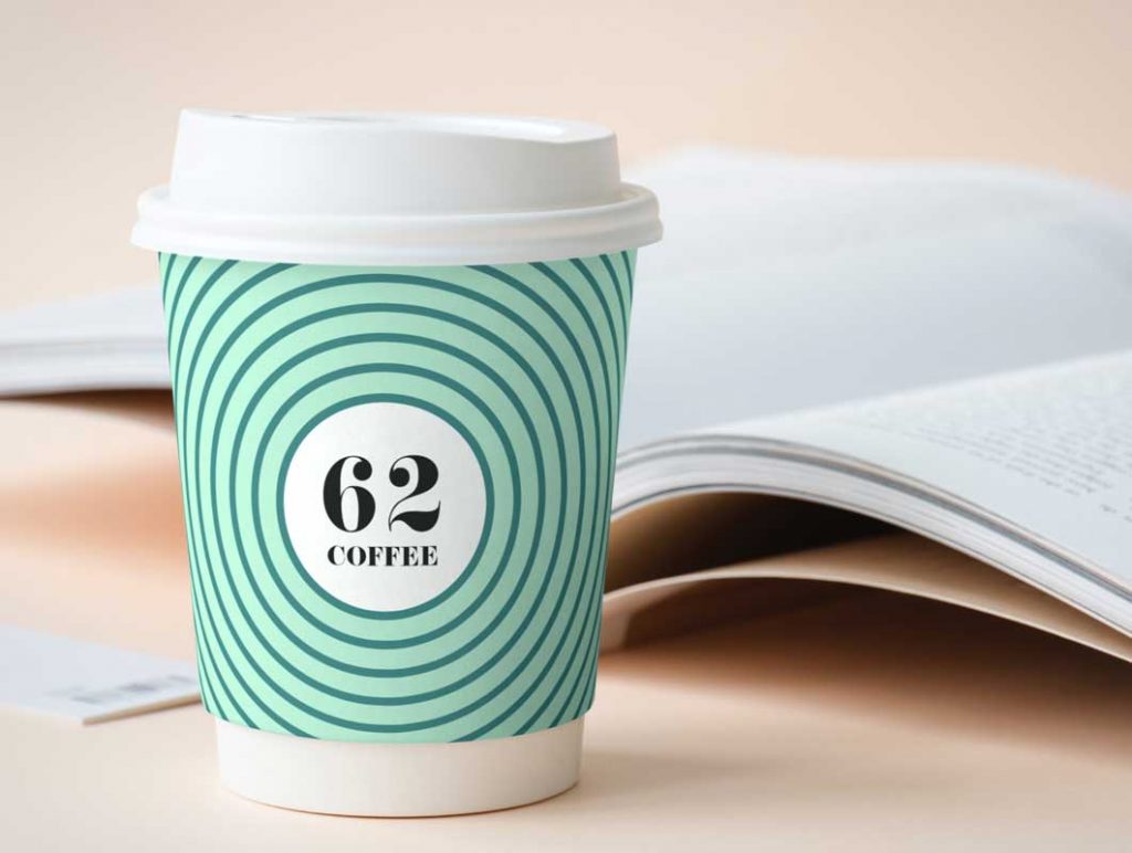 Free Branded Paper Coffee Cup Plastic Sip Lid PSD Mockup