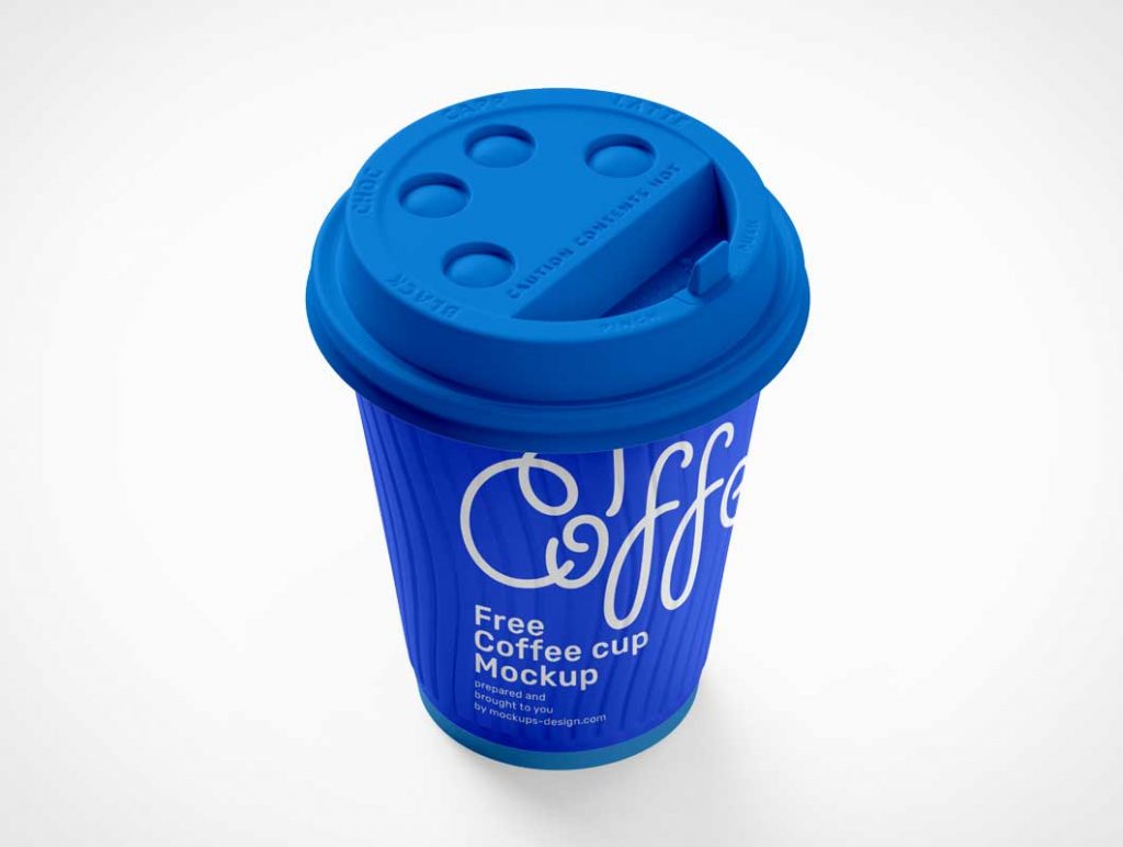 Free Branded Paper Coffee Cup Sip Through Lid PSD Mockup