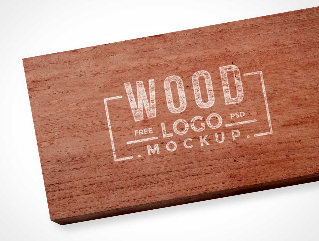 Free Branding Logo Painted Over Wood Plank PSD Mockup