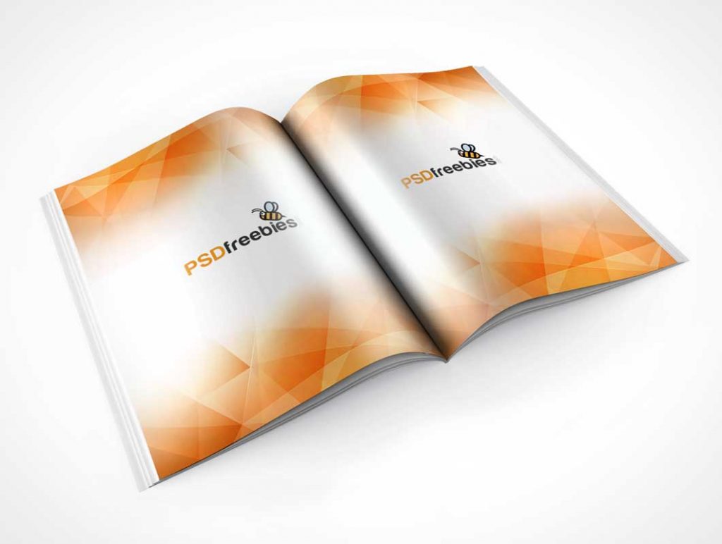 Free Brochure Magazine Centrefold PSD Mockup