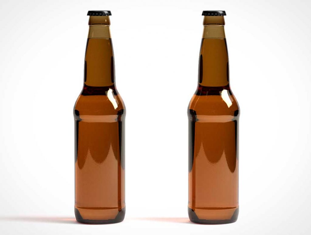Free Brown Glass Beer Bottle Brand Labels PSD Mockup
