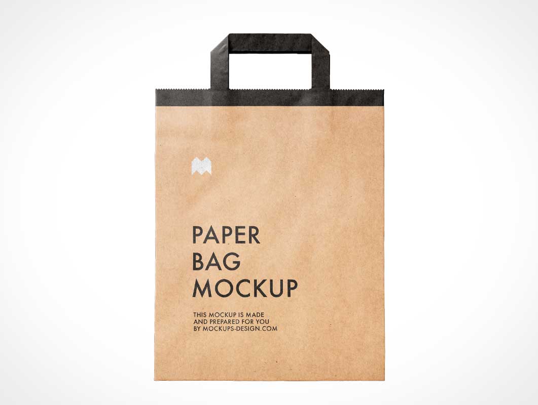 Free Brown Paper Bag Folded Flat PSD Mockup