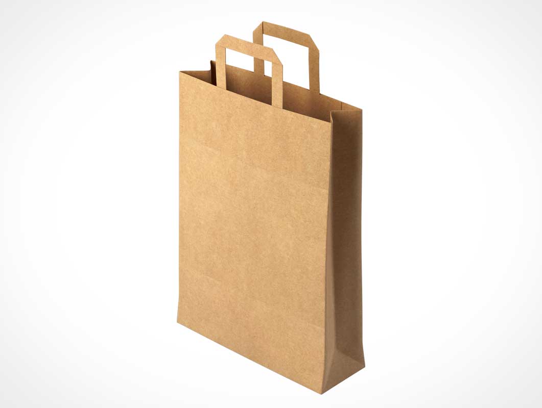 Free Brown Paper Shopping Bag Handles PSD Mockup