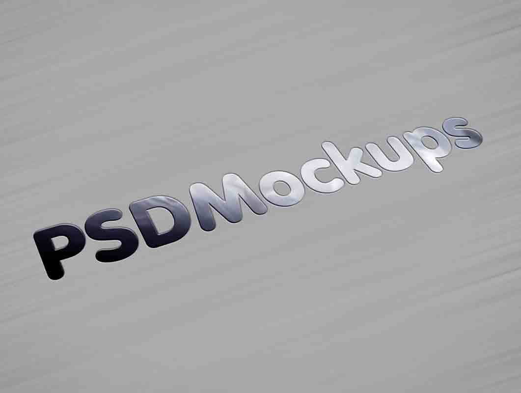 Free Brushed Metallic Glossy Logo PSD Mockup