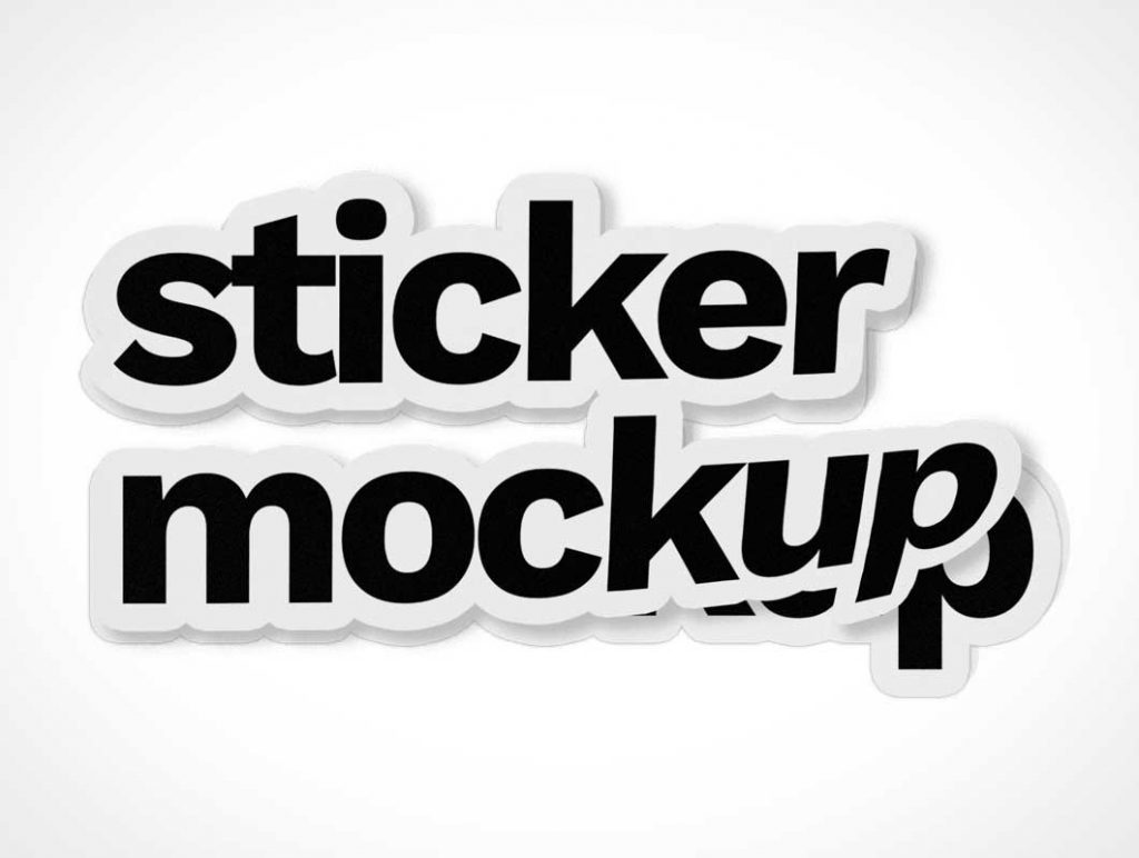 Free Bubble Sticker With White Border PSD Mockup