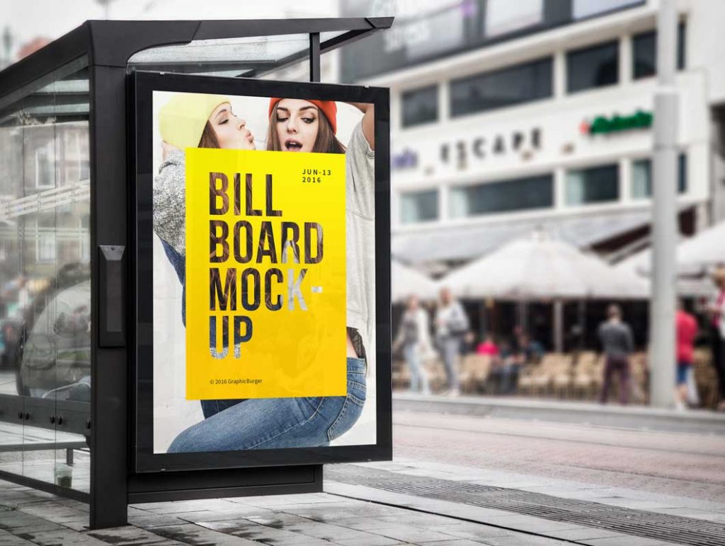 Free Bus Stop Billboard PSD Mockup Outdoor Advertising