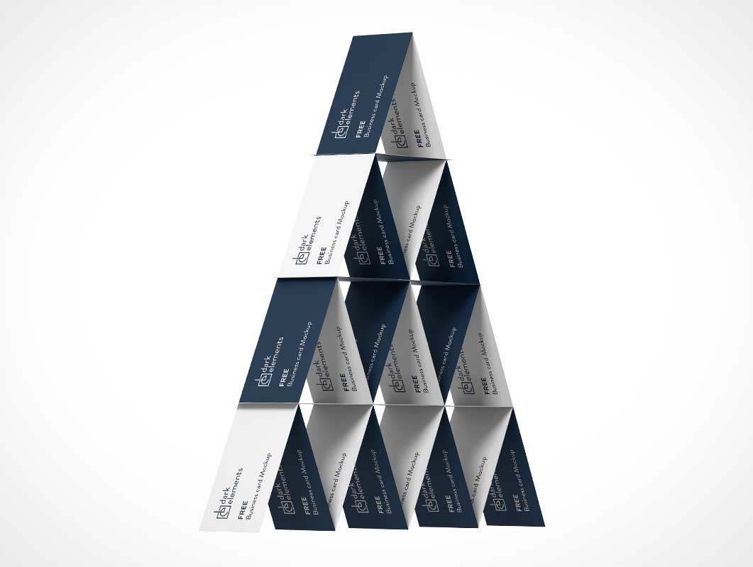 Free Business Card House Of Cards Pyramid Stack PSD Mockup