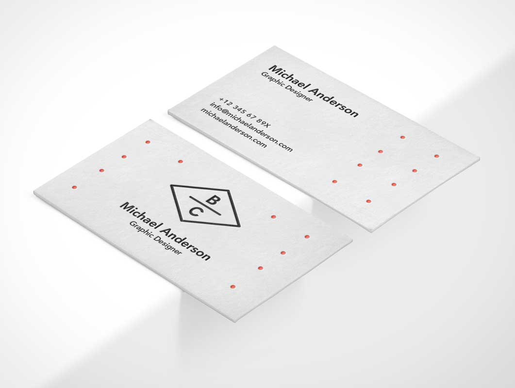 Free Business Card PSD Mockup Isometric Front And Back