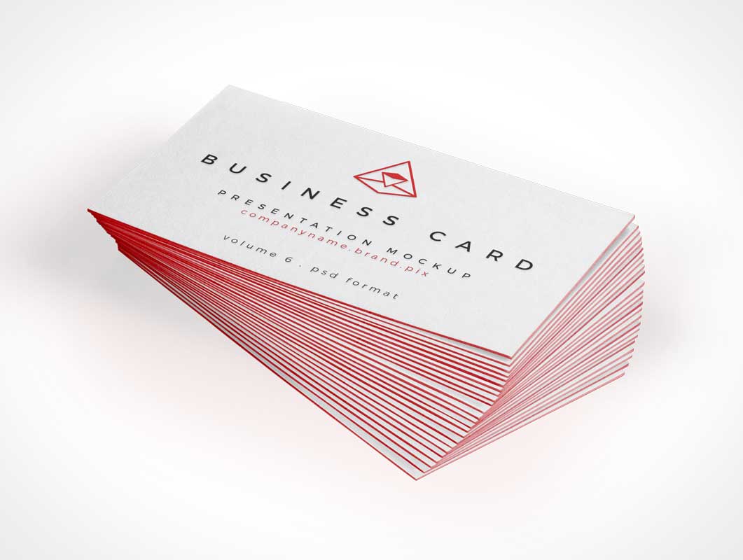 Free Business Card PSD Mockup Twisted Stack
