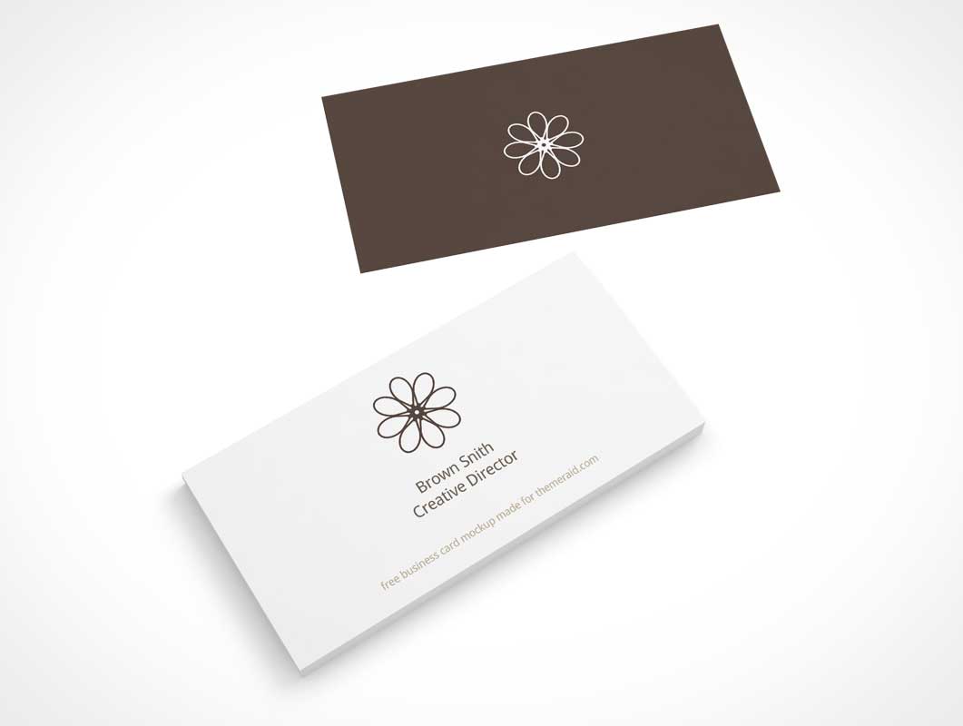 Free Business Card Perspective Top View PSD Mockup
