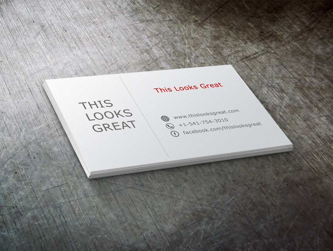 Free Business Card Stack PSD Mockup On Brushed Metal Surface