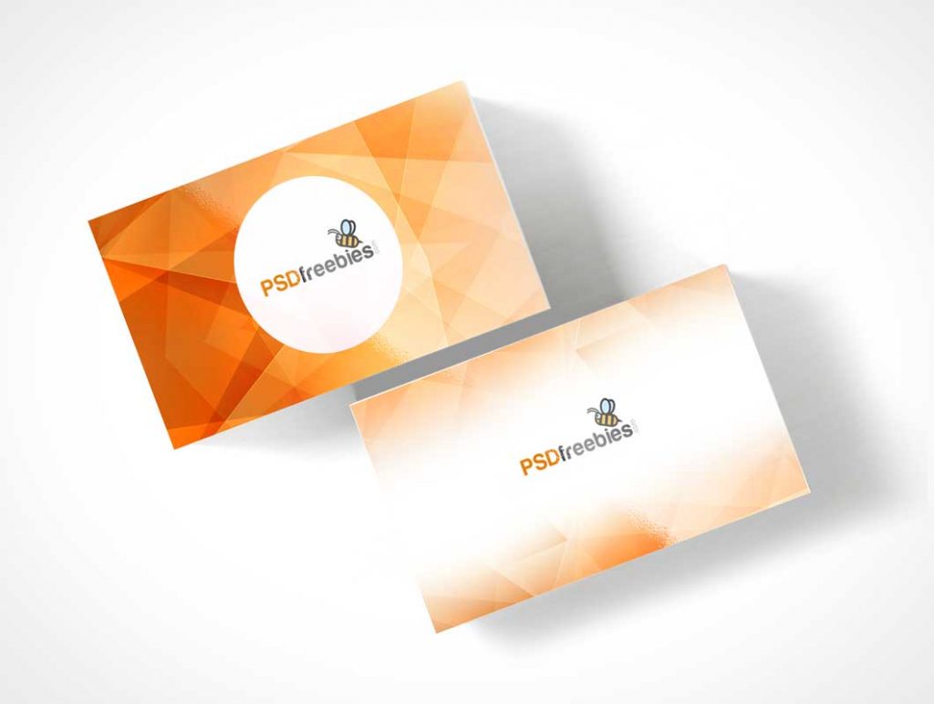 Free Business Card Stack Simple Top View PSD Mockup