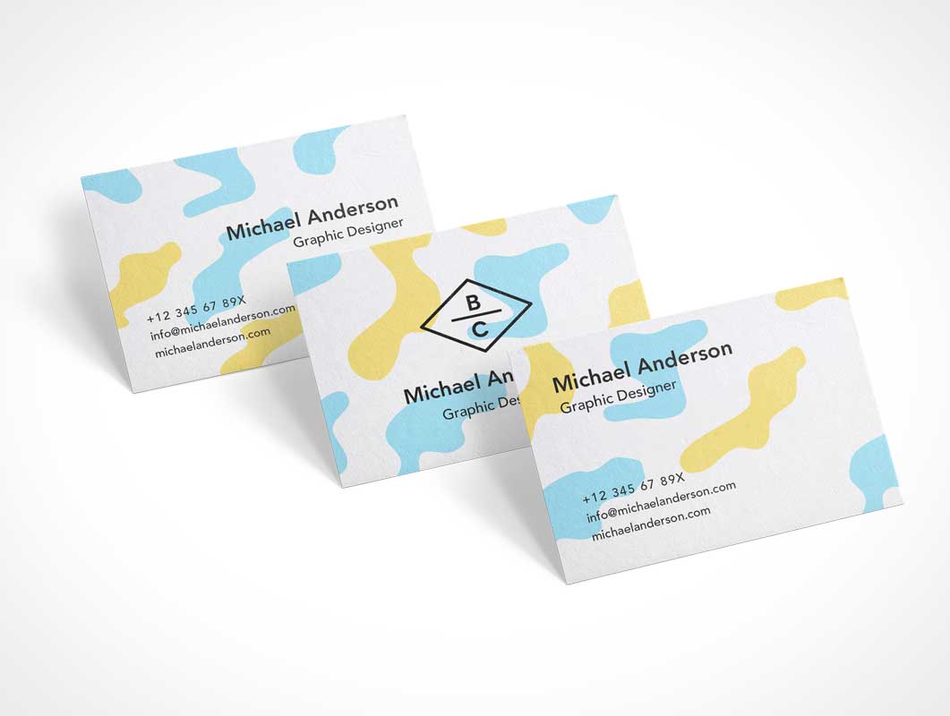 Free Business Cards Cascading Lineup PSD Mockup