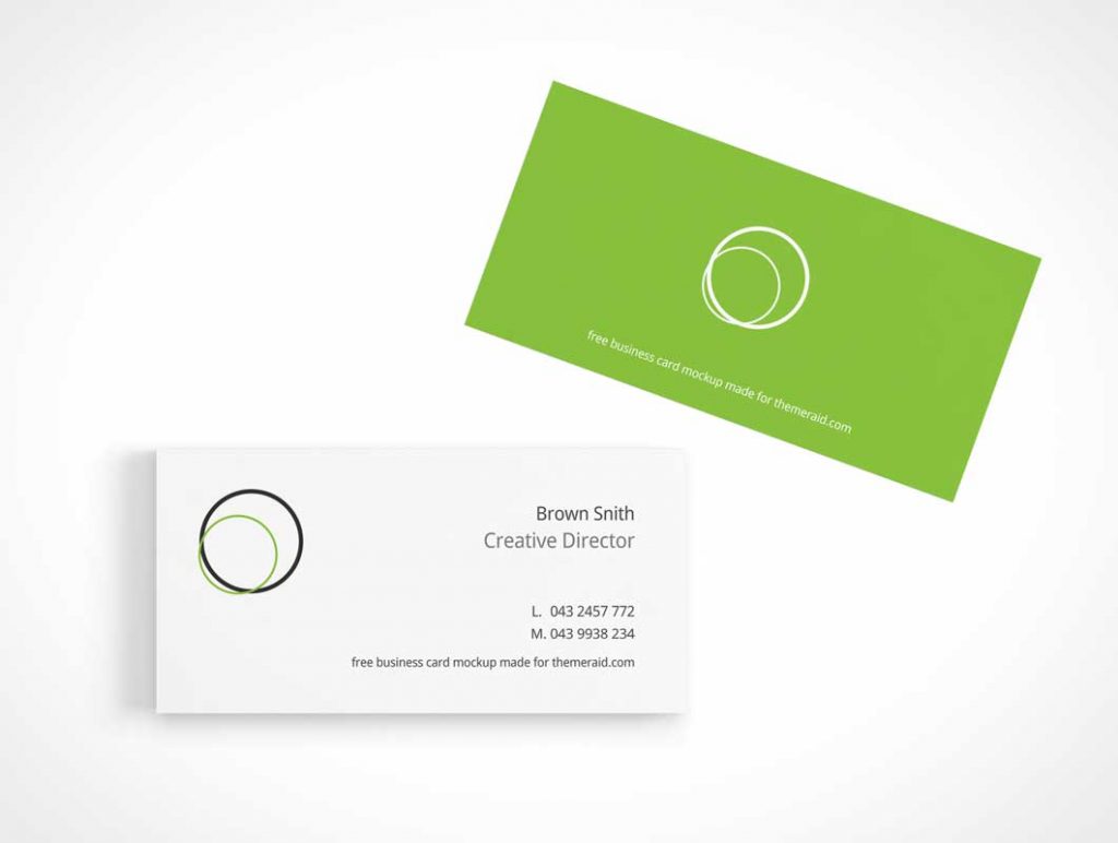 Free Business Cards Presentation Top View PSD Mockup