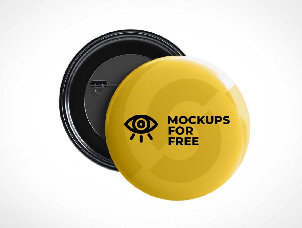 Free Button Flair Pins PSD Mockup