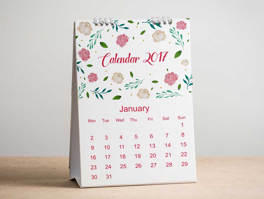 Free Calendar A Frame Desk Product PSD Mockup
