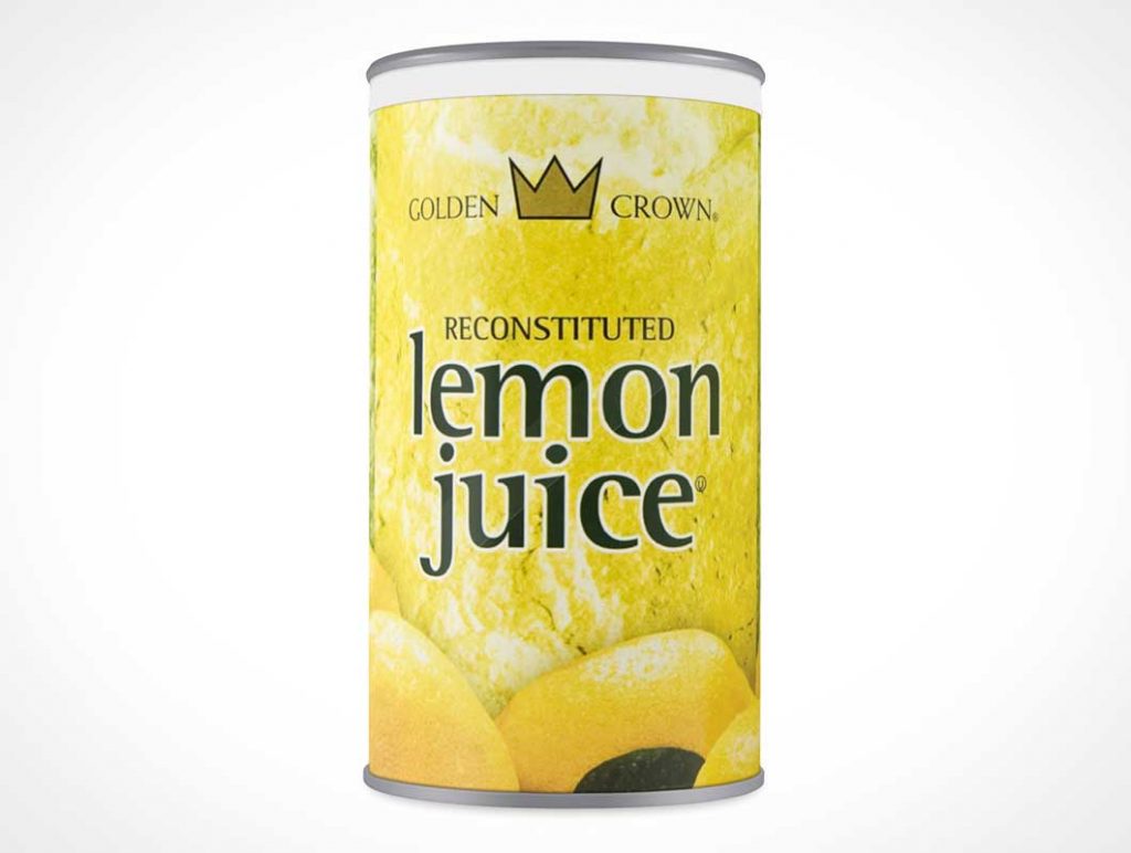 Free Can Of Concentrate Juice Front View PSD Mockup