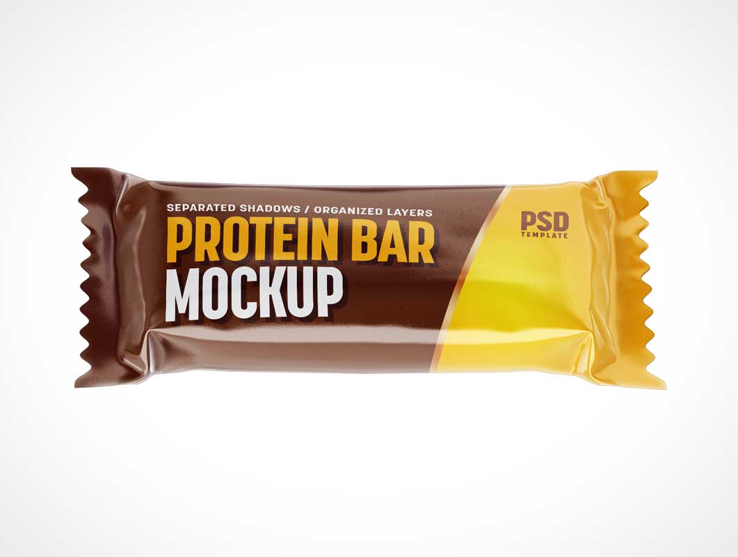 Free Candy Bar Wrapper Branded Packaging PSD Mockups