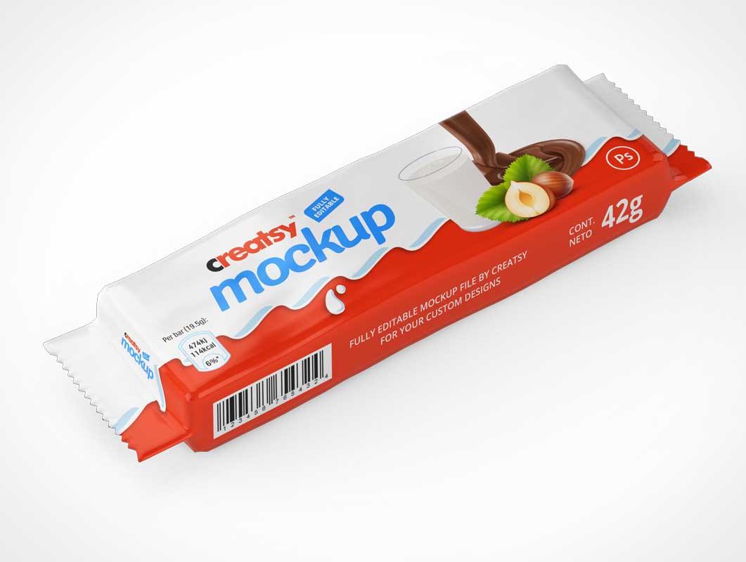 Free Candy Bar Wrapper Package Branding PSD Mockup