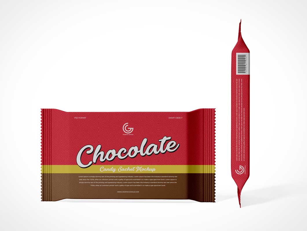 Free Candy Bar Wrapper Packaging Front Side PSD Mockup