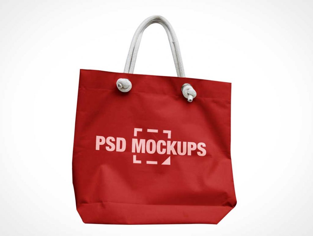 Free Canvas Handbag Rope Handles PSD Mockup