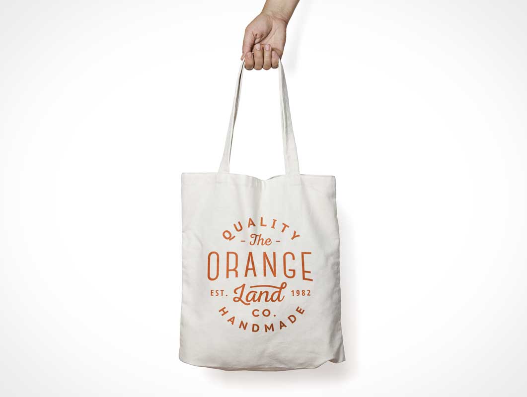 Free Canvas Tote Bag PSD Mockup With Carry Handle