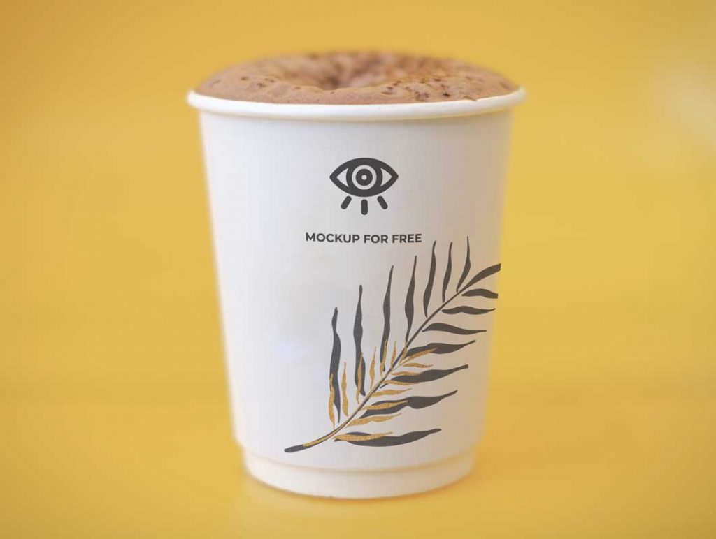 Free Cappuccino Foam Paper Cup PSD Mockup